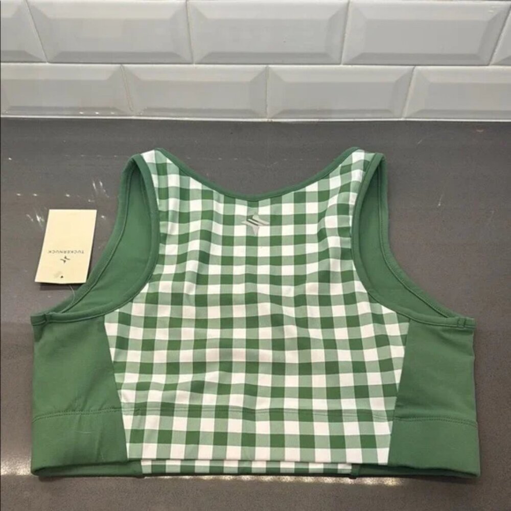 Tuckernuck Trellis Green Gingham Women’s Sports Bra/Top Size Large - Picture 2 of 3